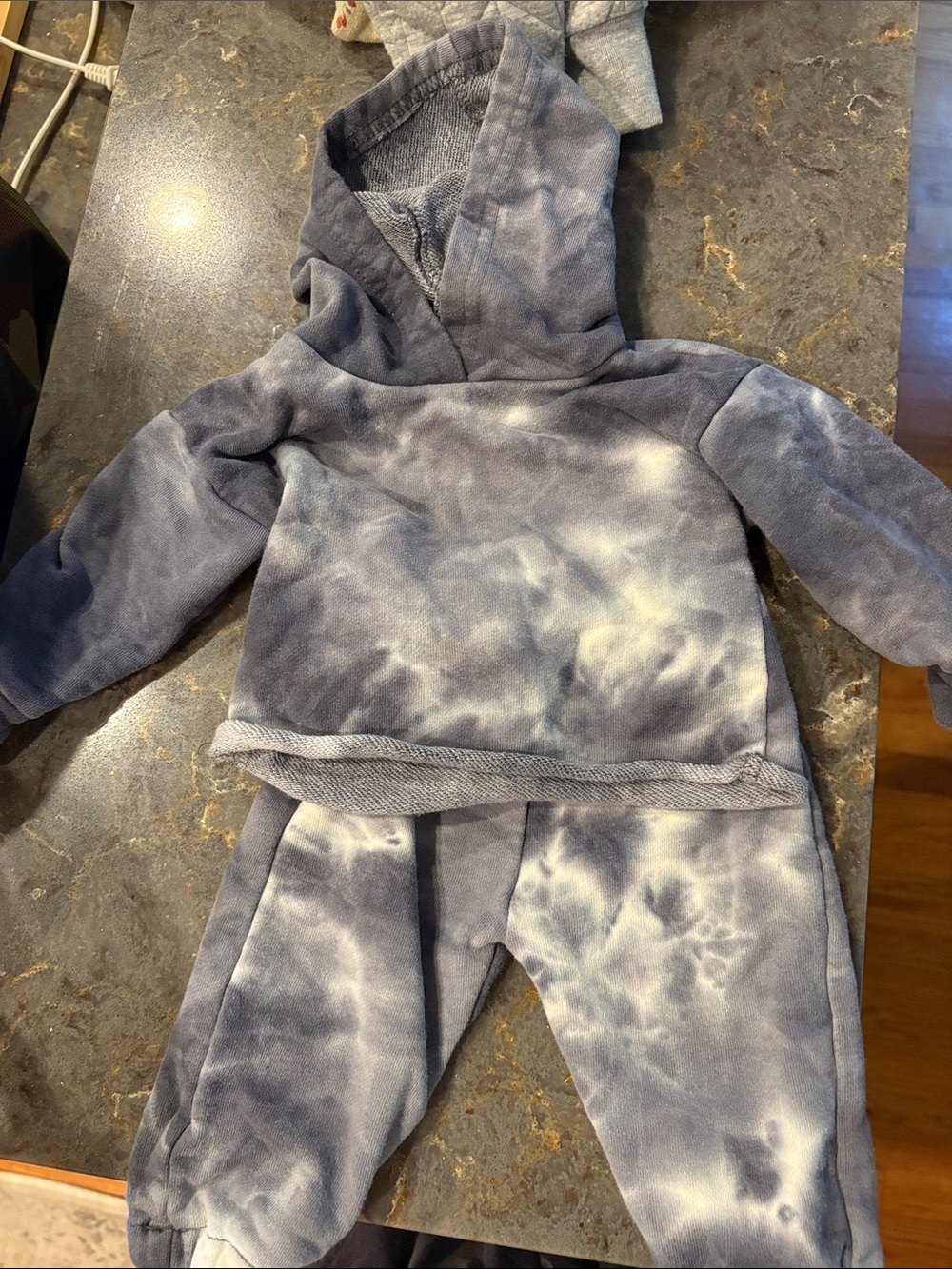 Little One Shop Baby Tie-Dye Hooded Sweatshirt & Jogger Set - Blue/grey